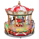 Boîte à musique Carrousel avec LED Couleur or Rouge Ø 23x24 cm / 3xAA