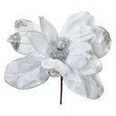Décoration de Noël Fleur Blanc Couleur argent Ø 25x25 cm