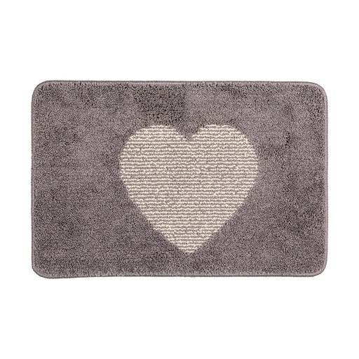 Clayre & Eef Badmat 58x38x1 cm Grijs Polyester Hart