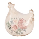 Décoration Poule Beige Rose 12x11x13 cm