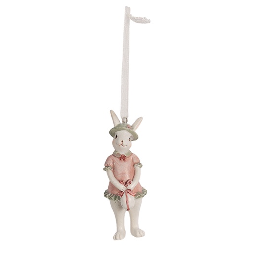 Ciondolo Decorativo Coniglio Bianco Rosa 4x4x10 cm
