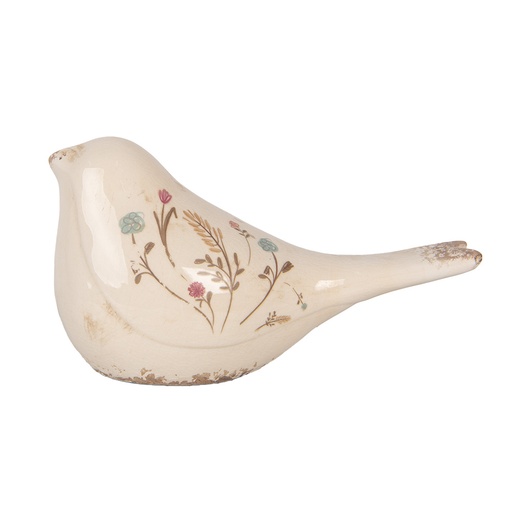 Decoration Bird Beige Pink 25x10x13 cm
