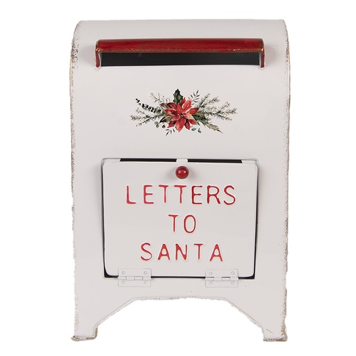Clayre & Eef Kerstdecoratie Beeld Brievenbus 20x14x30 cm Wit Metaal