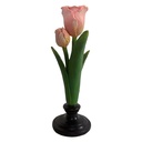 Portacandele Fiore Verde Rosa 9x9x28 cm