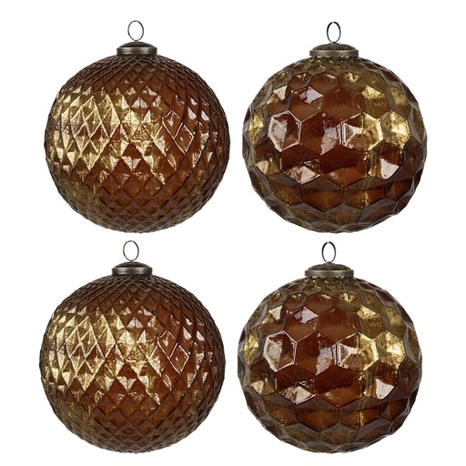 Clayre & Eef Kerstbal Set van 4 Ø 15x15 cm Goudkleurig Glas