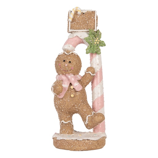Clayre & Eef Décoration de Noël Image Bonhomme en pain d‘épice 8x8x21 cm Marron Plastique