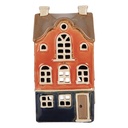 Kerzenhalter Weihnachten Häuschen Orange Blau 12x9x22 cm