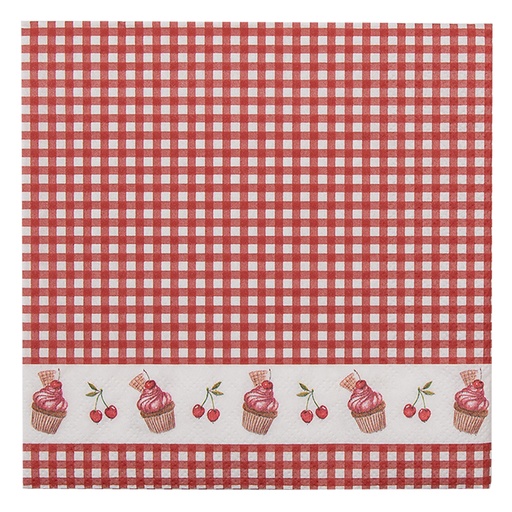 Clayre & Eef Serviettes Papier set de 20 33x33 cm (20) Rouge Blanc Papier Cupcakes