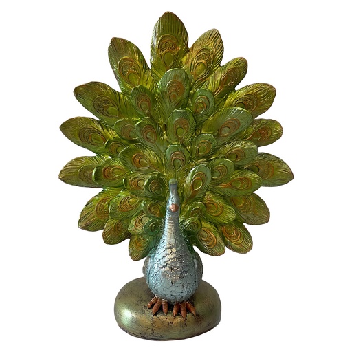 Decorativa Pavone Verde Color argento 29x20x25 cm