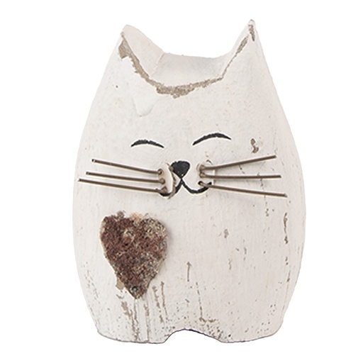 Décoration Chat Blanc Marron 6x4x7 cm