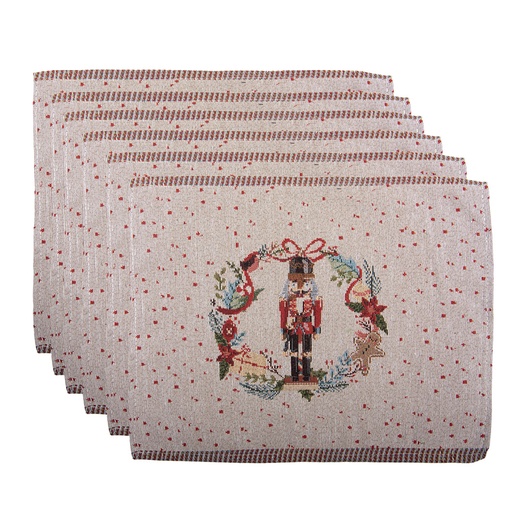 Set de table sets (6) Beige Rouge 33x45 cm