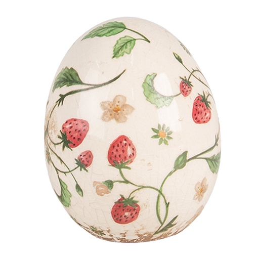 Decoration Egg Beige Red Ø 10x12 cm
