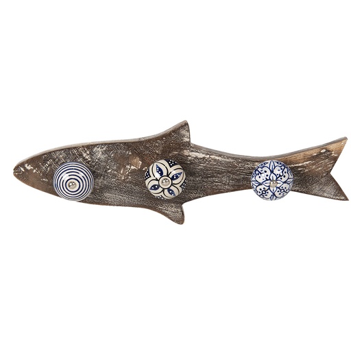 Wandgarderobe 3 Haken Fisch Blau 33x5x10 cm