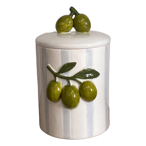 Bocal avec couvercle Blanc Vert 10x9x15 cm