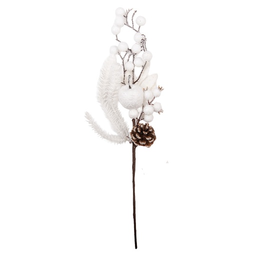 Branche de Décoration de Noël Blanc Marron 9x7x45 cm
