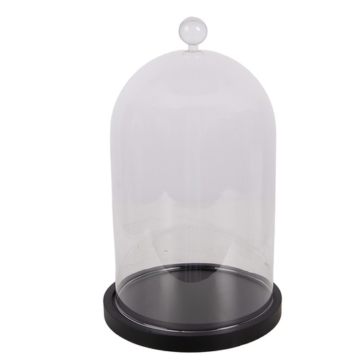 Glass Cloche Transparent Black Ø 14x24 cm
