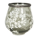 Glas Kerzenhalter Blumen Grün Ø 12x13 cm