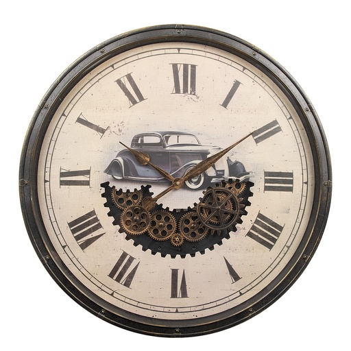 Wall Clock Black Beige Ø 76x8 cm / 3xAA