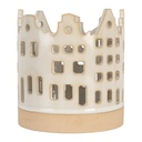 Kerzenhalter Weihnachten Häuser Beige Braun Ø 11x11 cm