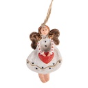 Decorazione pendente Angelo Bianco Rosso 7x1x11 cm