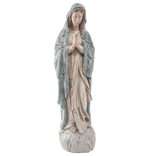 Clayre & Eef Beeld Maria 78 cm Beige Blauw Kunststof