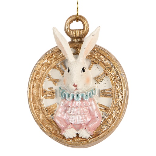 Ciondolo Decorativo Bianco Coniglio Oro 6x3x7 cm