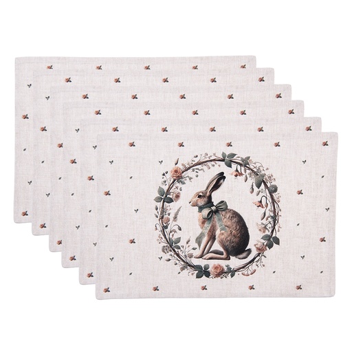 Clayre & Eef Tovagliette set di 6 48x35 cm Beige Cotone