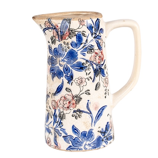 Decorative Pitcher Beige Blue 16x11x20 cm