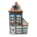 Kerzenhalter Weihnachten Häuschen Blau Braun 17x11x27 cm