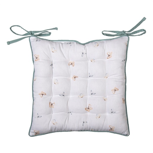 Galette de Chaise Blanc, Vert 40x40x4 cm