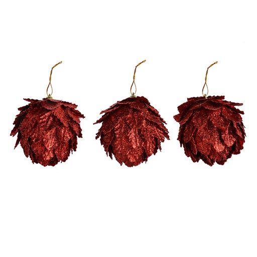 Christmas Decoration Flower (set 3) Red Ø 8x8 cm