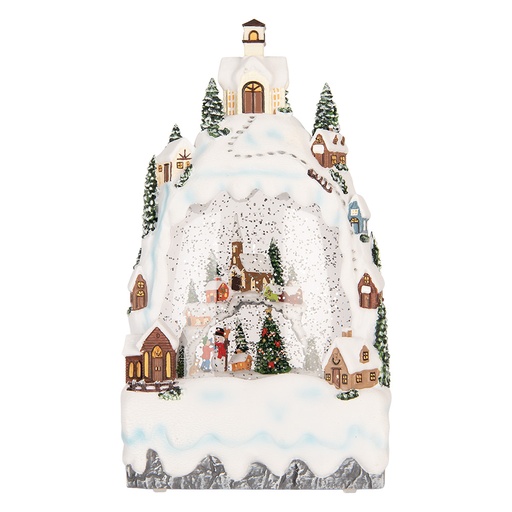 Snow globe with LED White Green 15x9x27 cm / 3xAA