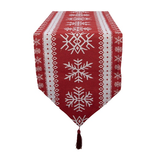 Clayre & Eef Tafelloper Kerst 33x180 cm Rood Polyester