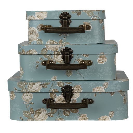 Decoration suitcase Set of 3 Green 30x21x9/25x18x9/20x16x8 cm