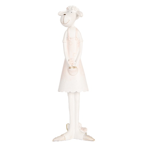 Clayre & Eef Decoratie Beeld Schaap 6x4x17 cm Wit Kunststof