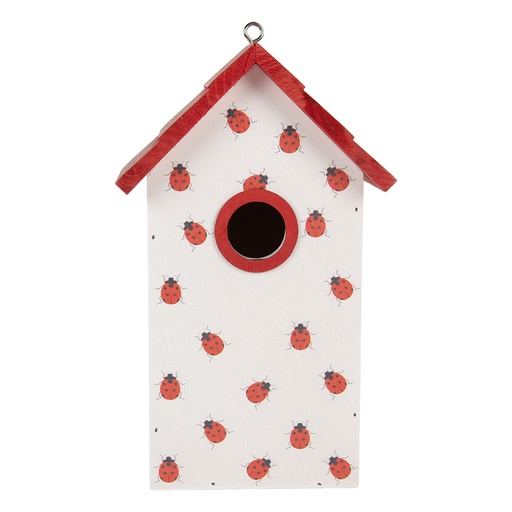Maison d'oiseau Blanc Rouge 15x10x22 cm