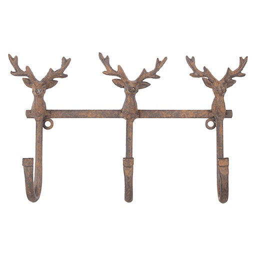 Clayre & Eef Wandkapstok 3 Haken 27x5x15 cm Bruin Metaal