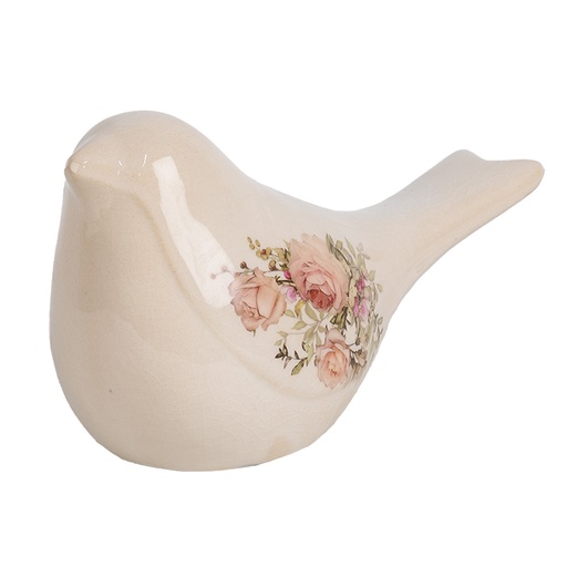 Decoration Bird Beige Pink 22x9x12 cm