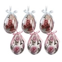 Decorative Hanger Egg (set 6) White Pink Ø 7x10 cm