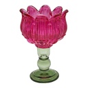Porte-lampion en verre Rose Vert Ø 13x19 cm