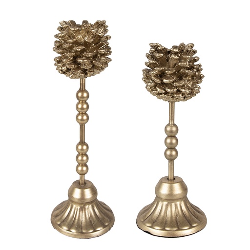 Candle Holder (set of 2) Gold colored Ø 9x27 / Ø 9x22 cm