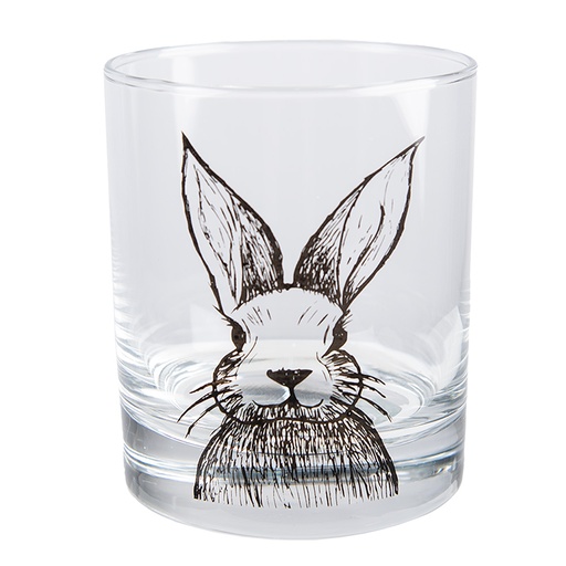 Drinking glass Transparent Black Ø 8x9 cm / 300 ml