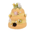Deko Bienenkorb mit Bienen Gelb Rosa Ø 16x21 cm