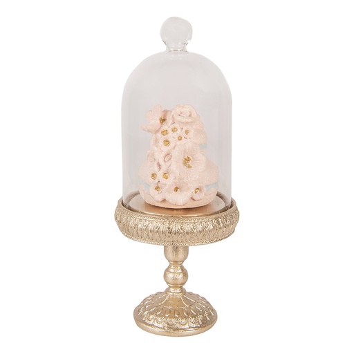 Cloche en Verre avec décoration Couleur or Rose Ø 7x17 cm