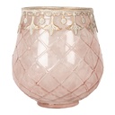 Glass Tea Light Houder Pink Gold Ø 13x14 cm
