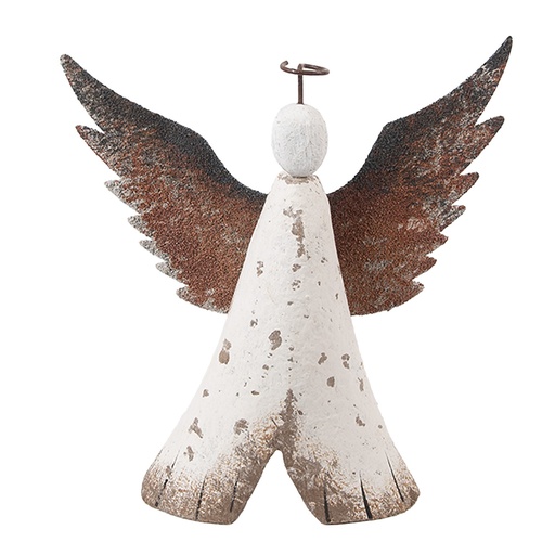 Christmas Decoration Angel White Brown 14x4x15 cm