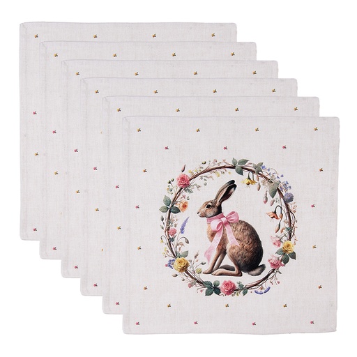 Napkins Cotton Set of 6 Beige Brown 40x40 cm