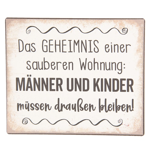 Clayre & Eef Tekstbord 15x13 cm Wit Zwart Metaal
