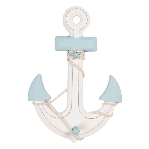 Decoration Anchor White Blue 22x5x33 cm