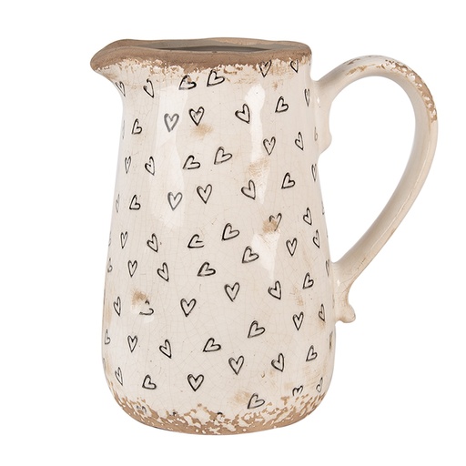 Decorative Pitcher Beige Black 16x12x18 cm
